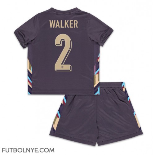 Camiseta Inglaterra Kyle Walker #2 Visitante Equipación para niños Eurocopa 2024 manga corta (+ pantalones cortos)